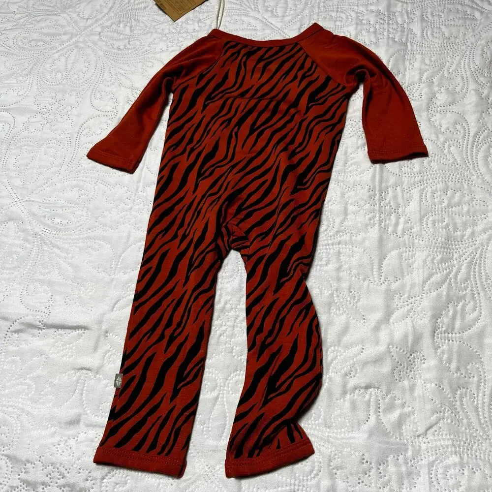 NWT Kyte Tiger Bamboo Longall Romper Size 3-6m